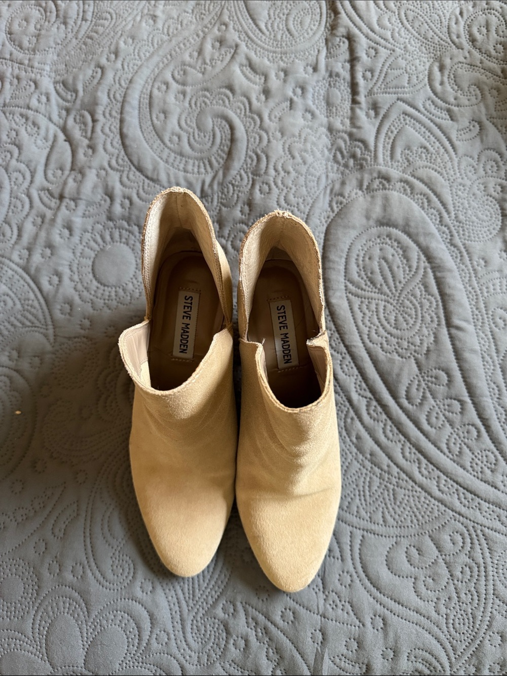Steve Madden Beige Suede Ankle Booties